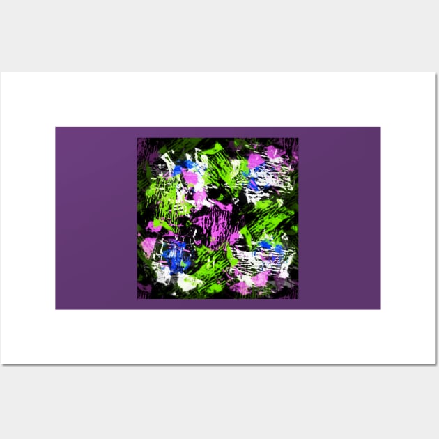 Purple, blue, green and white on black Wall Art by TiiaVissak